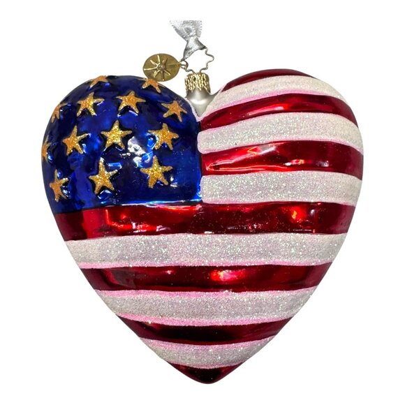 Christopher Radko Brave Heart 2001 American Red Cross Ornament 5” USA Flag 9/11 - Picture 2 of 7